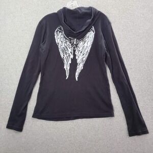 VINTAGE Cirque Du Soleil Women Sweatshirt XL Black Hoodie Lightweight Angel Wing